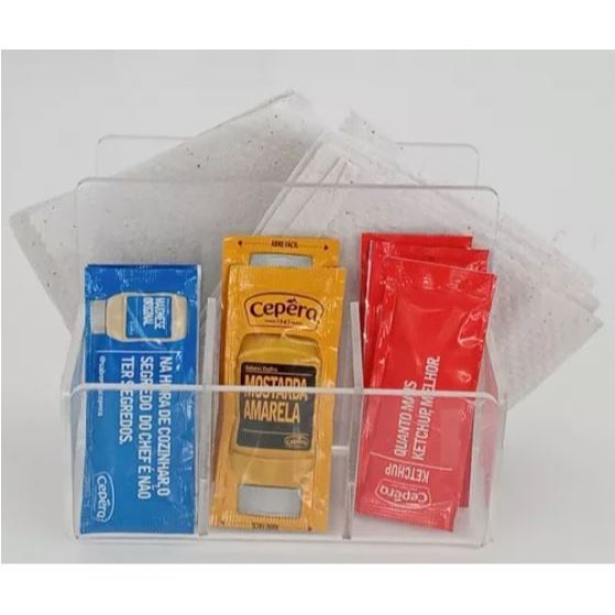 Kit 8 Porta Guardanapos Sache Acrílico Cristal Bar Mesa Cozinha
