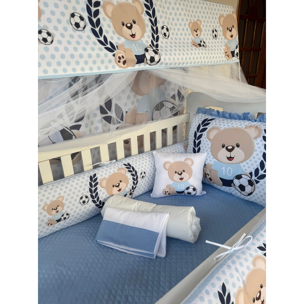 Kit Berço Luxo Menino Urso Futebol 9 Peças em Oferta na Shopee