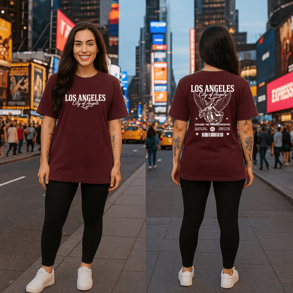 Camiseta Feminina Oversized Los Angeles 100% Algodão