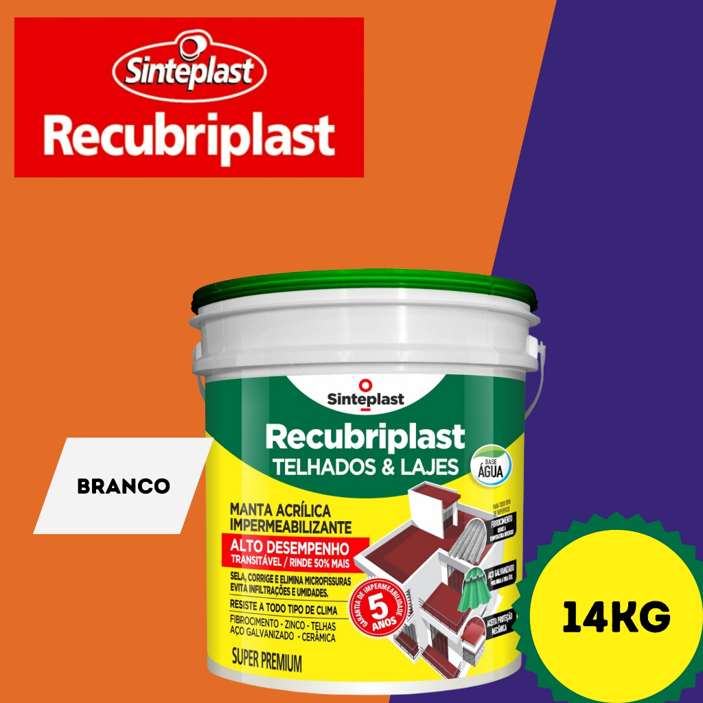 MANTA LÍQUIDA IMPERMEABILIZANTE BRANCO 14KG RECUBRIPLAST em Oferta na Shopee