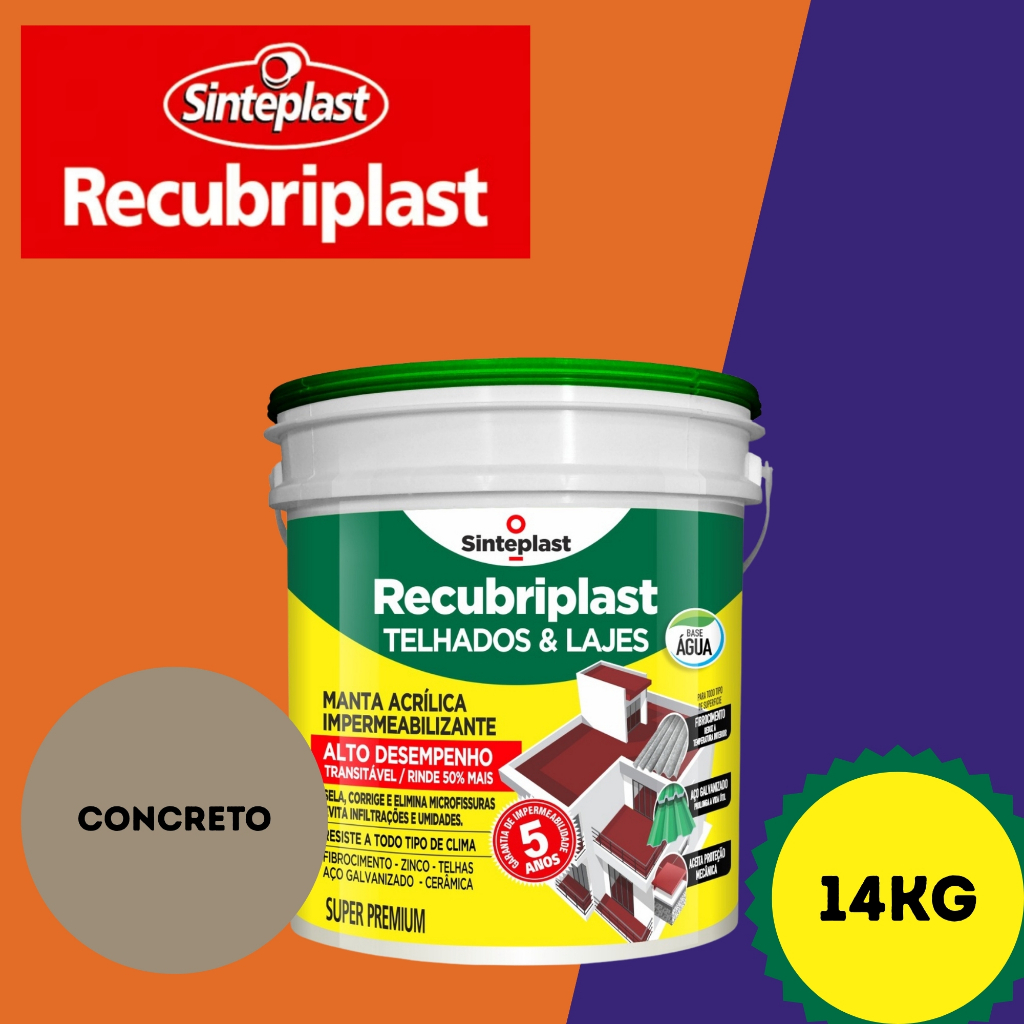 MANTA LÍQUIDA IMPERMEABILIZANTE CONCRETO 14KG RECUBRIPLAST em Oferta na Shopee