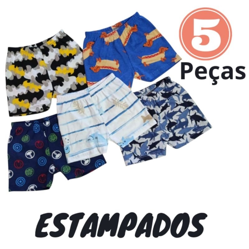 shorts Verão Para Bebê Malha 100% Algodão Tamanho P
