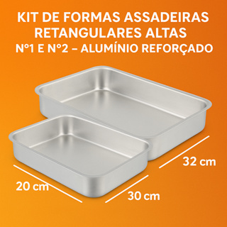 Kit 2 Formas Retangulares Altas em Alumínio – Nº1 e Nº2 para Bolo, Tortas, Sobremesas e Assados em Oferta na Shopee