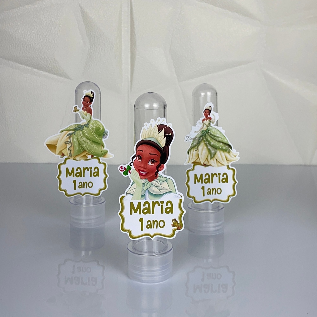 Apliques para Tubetes Personalizados A Princesa e o Sapo Tiana Lembrancinhas para Festa QUALQUER TEMA