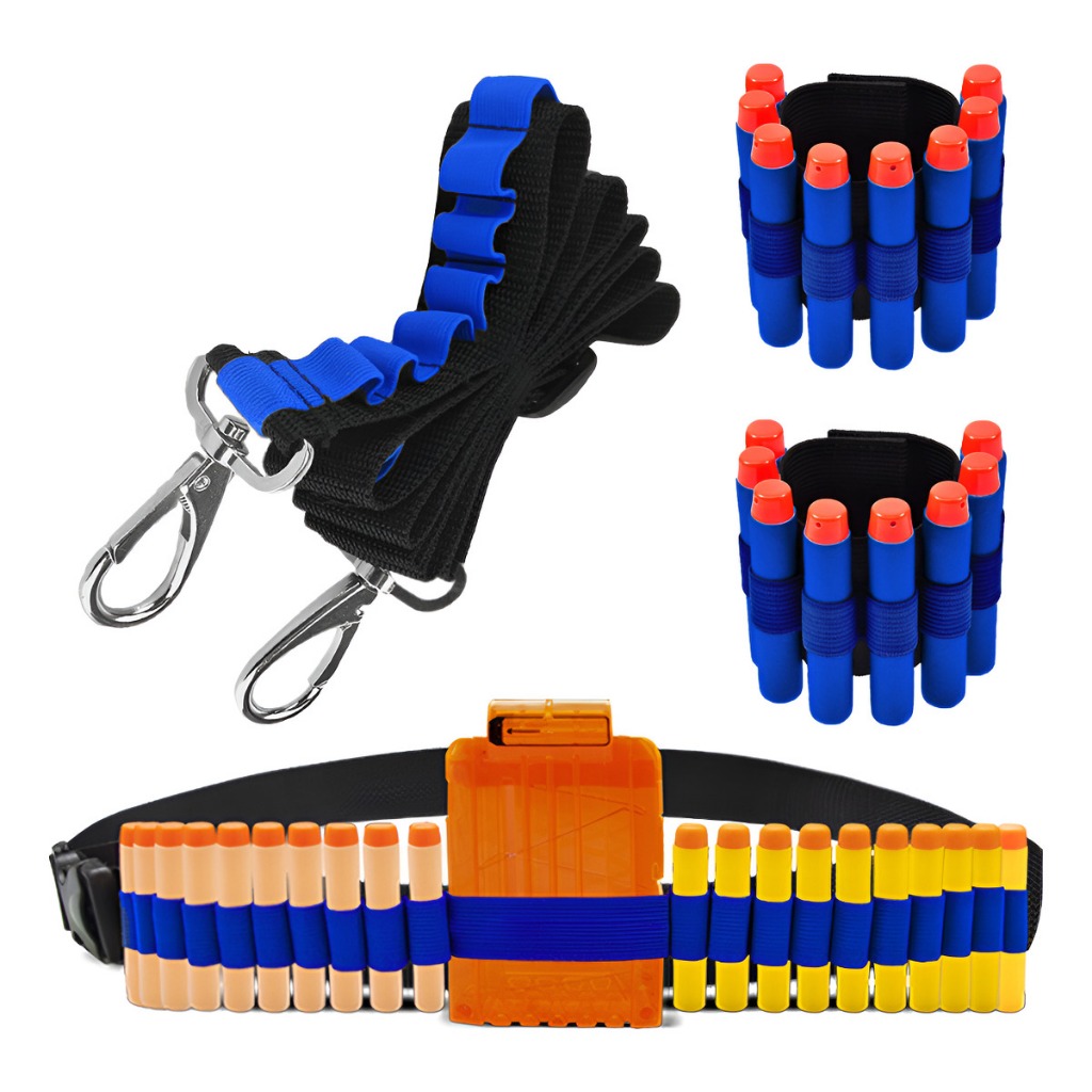 Kit Cinto + Bandoleira Infantil + 2 Pulseiras Para Nerf