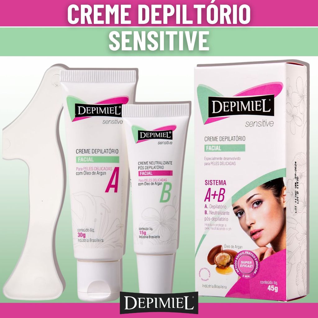 Creme Depilatório Depimiel Facial Sensitive Pele Sensível Indolor 45g