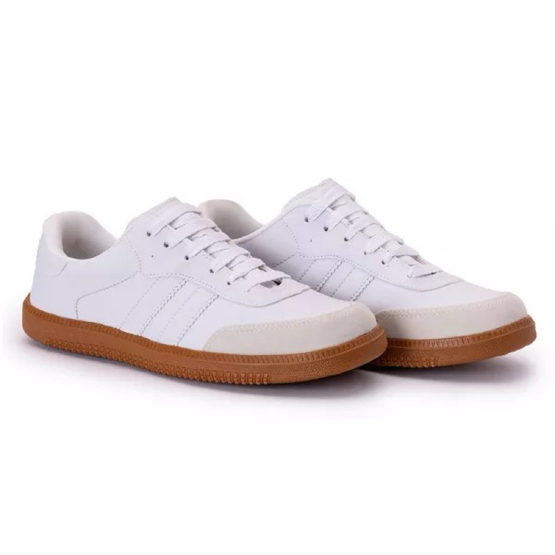 Tênis Casual Estilo Samba Unissex Branco Com Listras Confortável Básico