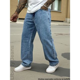 Calca Jeans Masculina Balão Baggy Skatista Boca Larga Estonada Streetwear em Oferta na Shopee