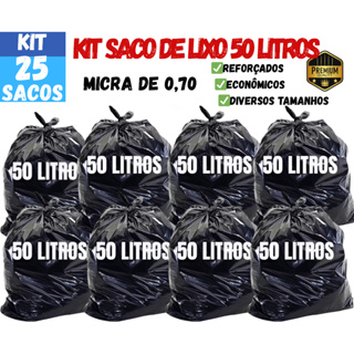 Saco de Lixo 50L Reforçado 0,70 Micras | Forte e Resistente | Cozinha, Escritório e Comércio | 25–100 Unid em Oferta na Shopee