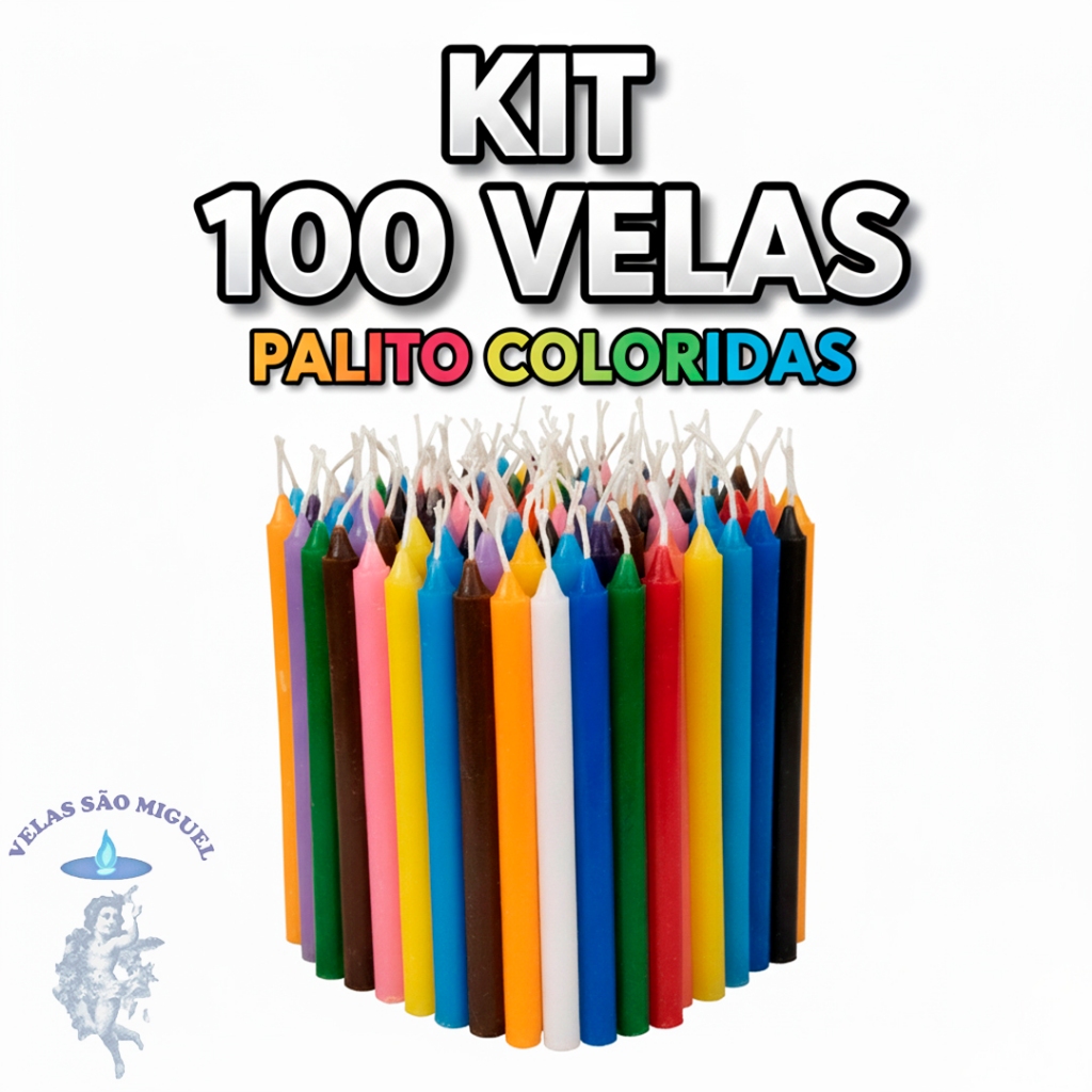 Kit 100 Velas Palitos coloridas 16cm em Oferta na Shopee