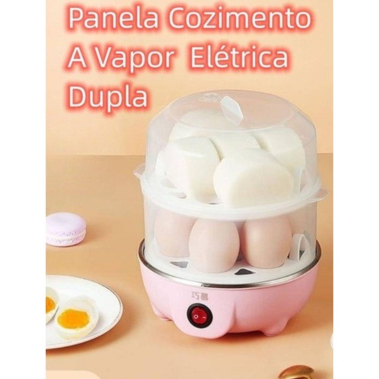 🍳Cozedor de Ovos Elétrico Multifuncional 14 Ovos / 2 Andares / 110V / 220V com Timer e Tampa Transparente🍳