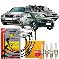 Kit Velas + Cabos Ignição Astra Zafira Vectra 2.0 8v Flex