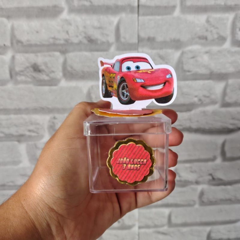Apliques em pé 3D + nome da criança Carros Relampago Mcqueen Lembrancinhas Festa infantil Aniversário PEGUE E MONTE
