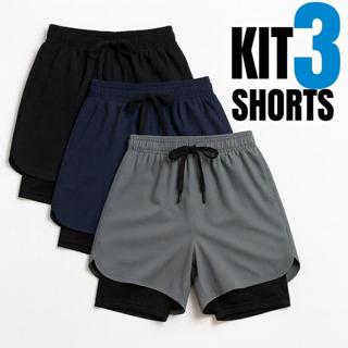 Kit 3 Shorts 2 em 1 Iron Bull Dry Masculino Corrida e Academia com Forro de Compressão em Oferta na Shopee