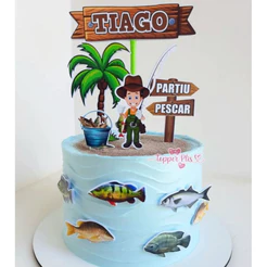 Topo de Bolo Personalizado Tema Pesca-Pescaria | Aniversário Masculino – PRONTO PARA USO