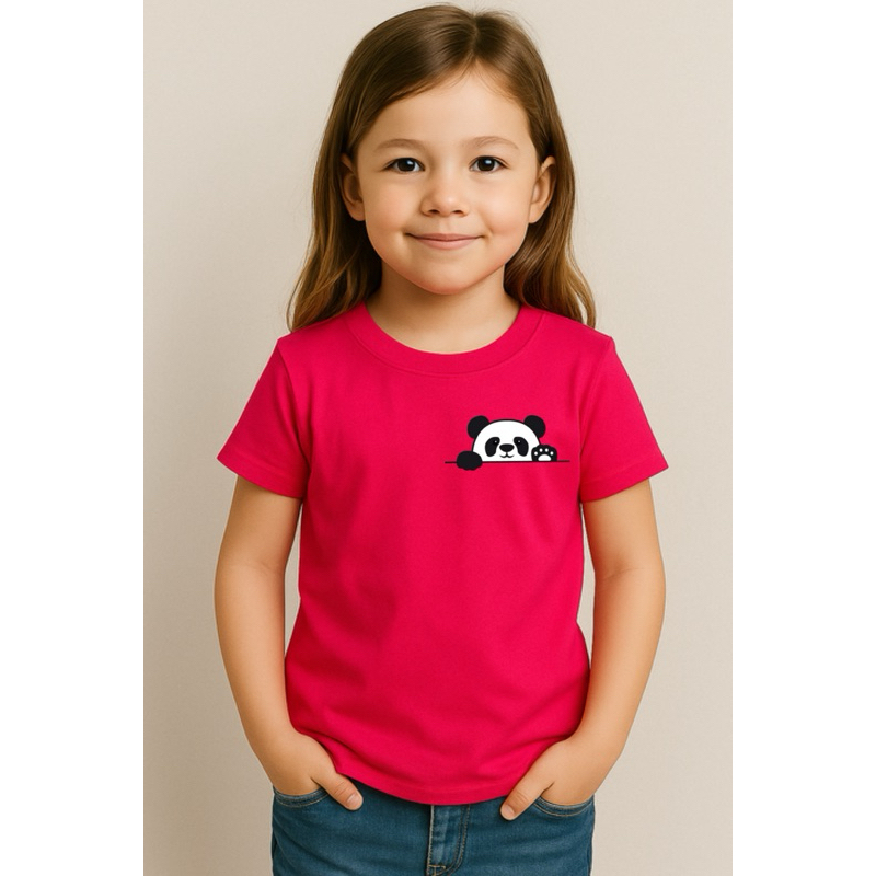 Camiseta Infantil Feminina com Estampa de Panda Fofo – Algodão Confortável