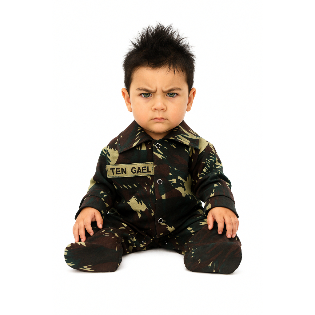 Macacão Camuflado Personalizado Para Bebê em Oferta na Shopee