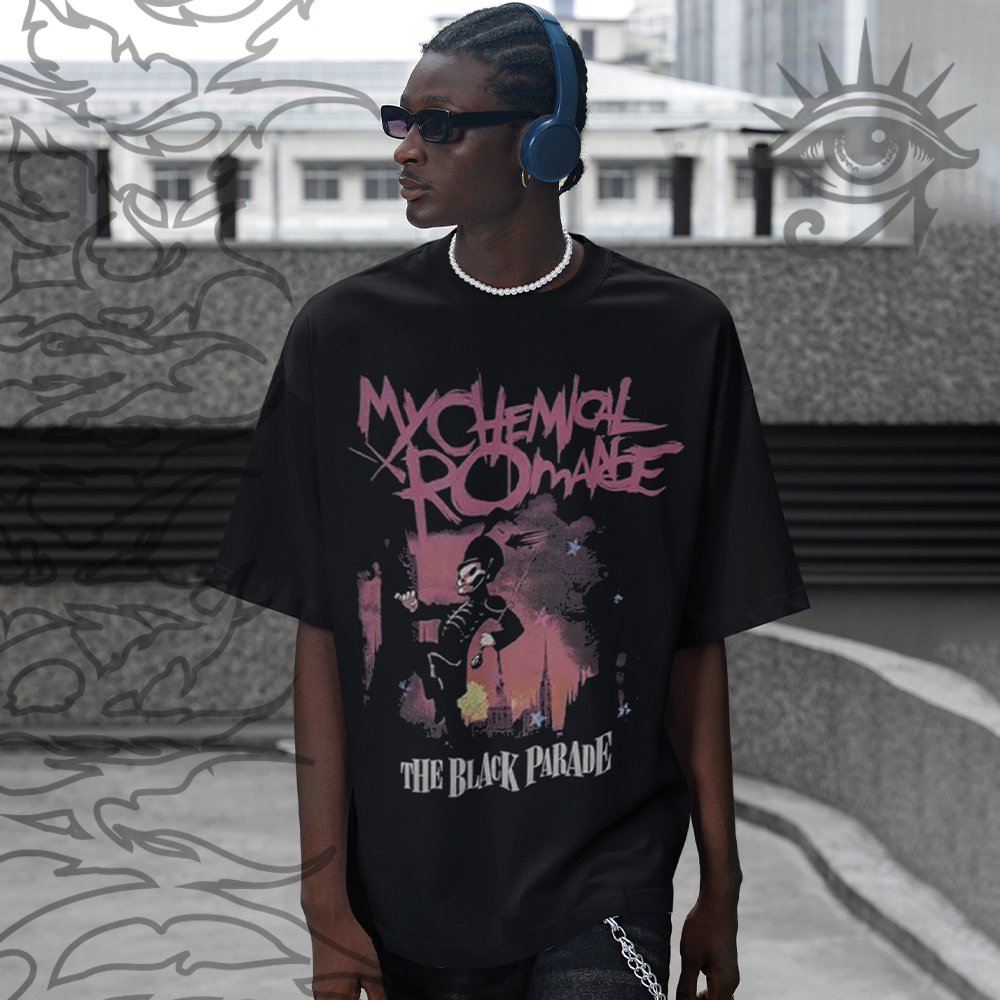 Camiseta Basica OVERSIZED e Regata My chemical Romance The Black Parade Pink Unissex - Darknezz em Oferta na Shopee