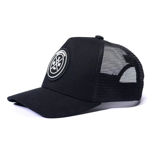 Boné Trucker Maktub Preto Com Tela E Bordado 3D Aba Curva