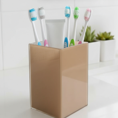 Porta Escova de Dente Maquiagem Algodão Vidro Elegante Dourado Preto Branco Banheiro Lavabo em Oferta na Shopee