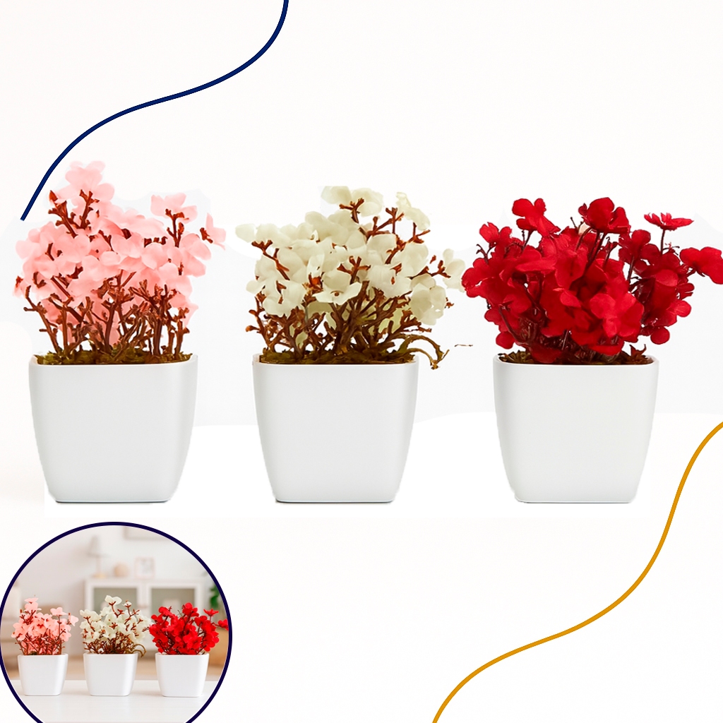 3 Mini Vasinhos Cerejeira  Palmeira  Coqueiro Suculentas Flores Artificiais  Planta Artificial Decoração em Oferta na Shopee