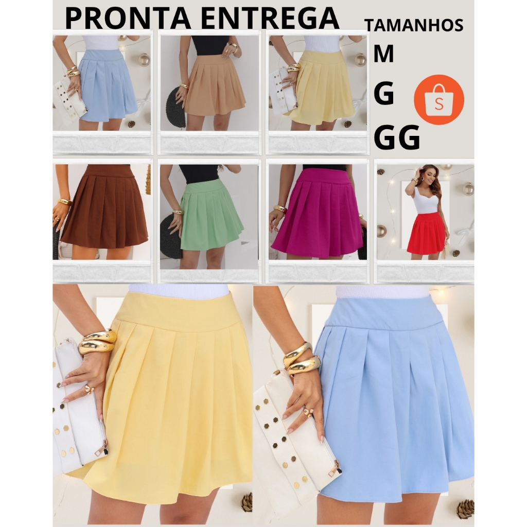 Short Saia Feminino Plissado – Estilo Colegial em Alfaiataria Marrant Premium em Oferta na Shopee