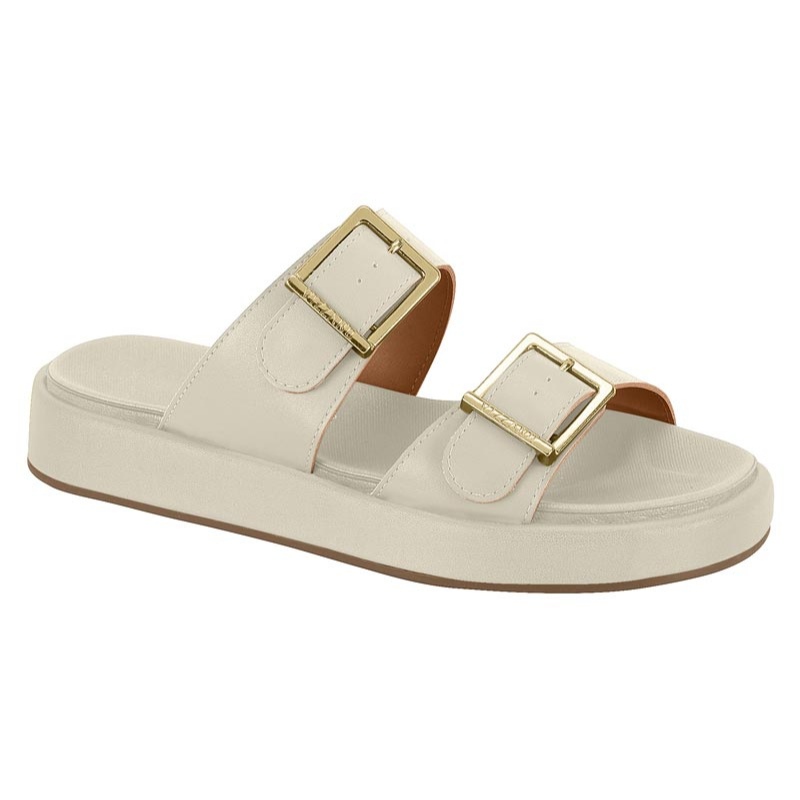 Sandália Feminina Vizzano Rasteira Flatform com Fivelas Ajustáveis Confortável Slide