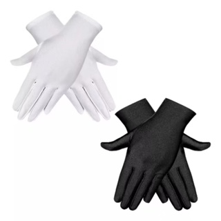 Luva de Cetim 21cm Curta Festa Fantasia Carnaval Cosplay Preta e Branca em Oferta na Shopee