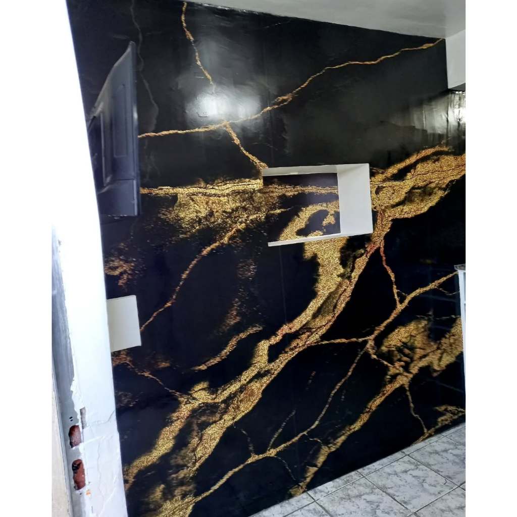 Adesivo de Parede Mármore Negro Qualidade Premium Auto Adesivo