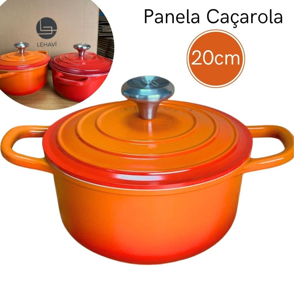 Panela Caçarola Nanocerâmica 20cm Antiaderente 2,7L Fogão Indução Gás Elétrico Ceramico Forno Cores Vermelha Laranja em Oferta na Shopee