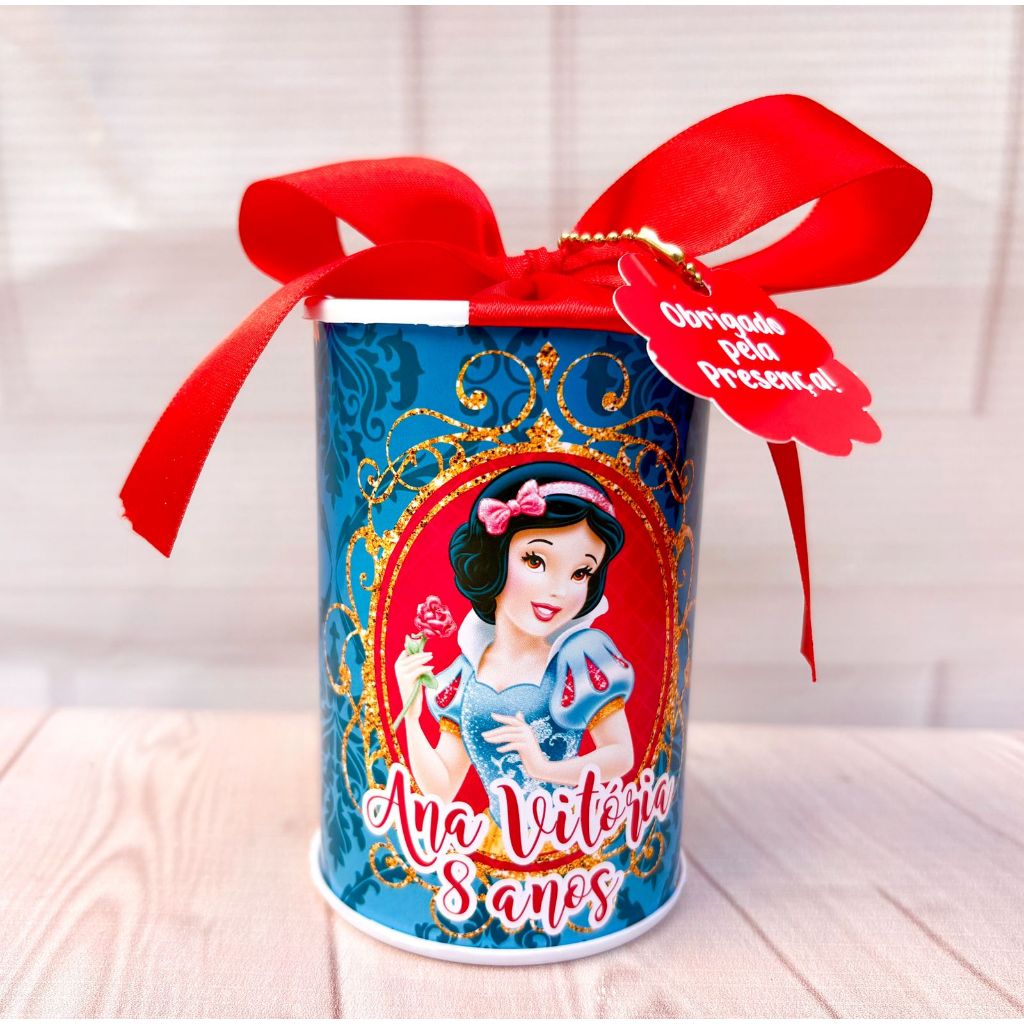 Kit Cofrinhos Personalizados Branca de Neve Tradicional - 10x6cm Lembrancinha Festa Infantil Aniversário