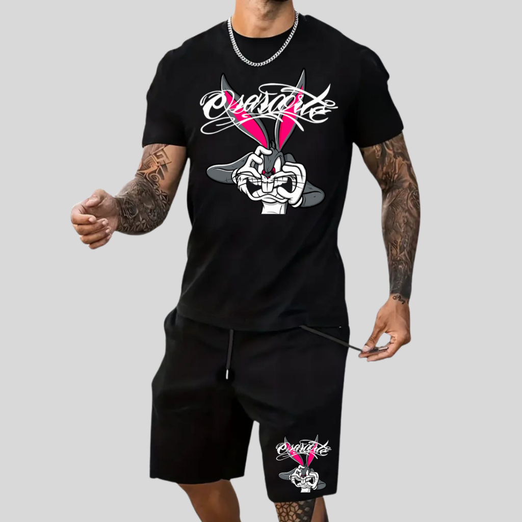 Kit Camiseta Osascorte Pernalonga + Short Masculino Elastano Lançamento