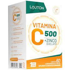 Vitamina C 500mg com Zinco Quelato Vegano Lauton - 60 comprimidos