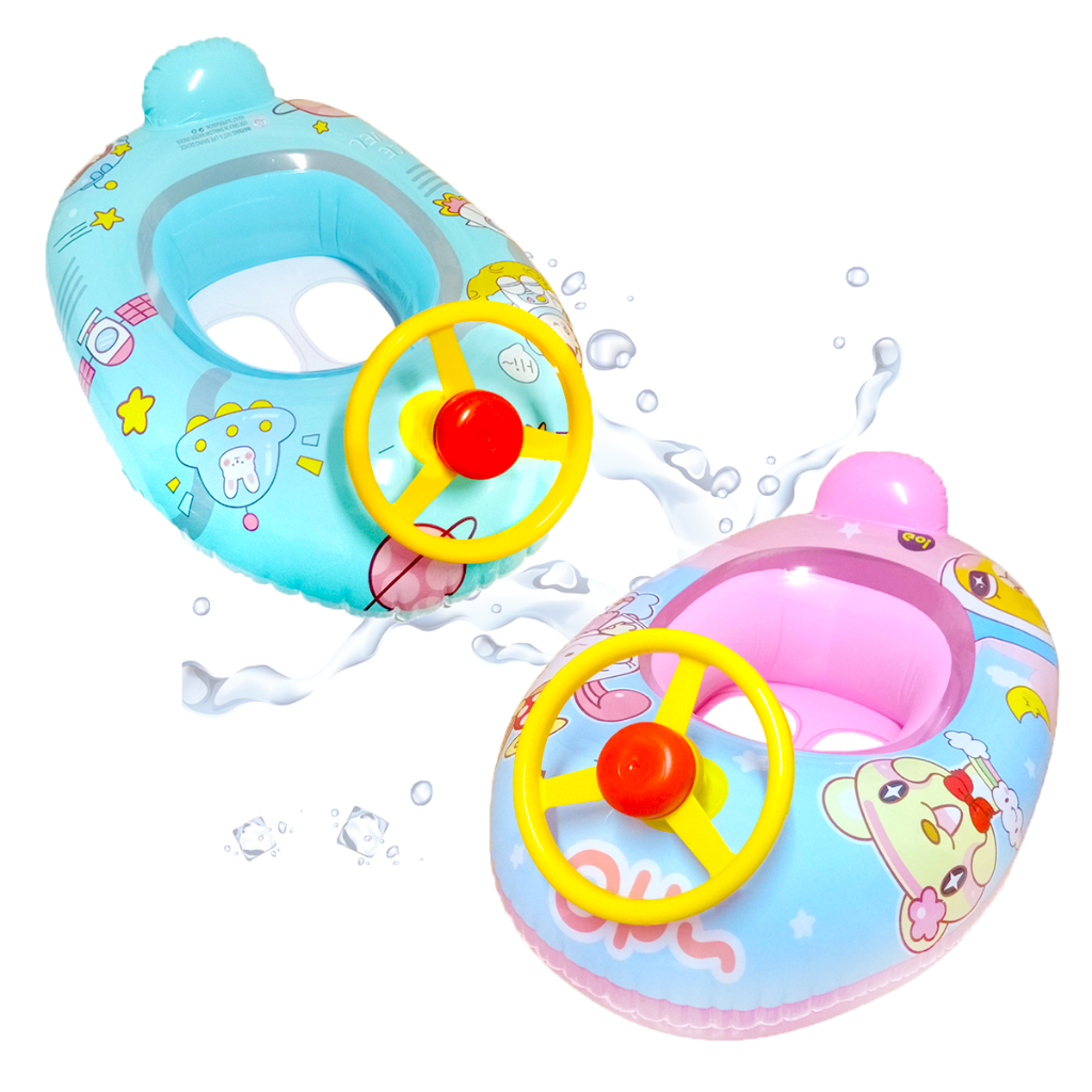 Boia Inflável Infantil Bote Bebe Volante Piscina Buzina