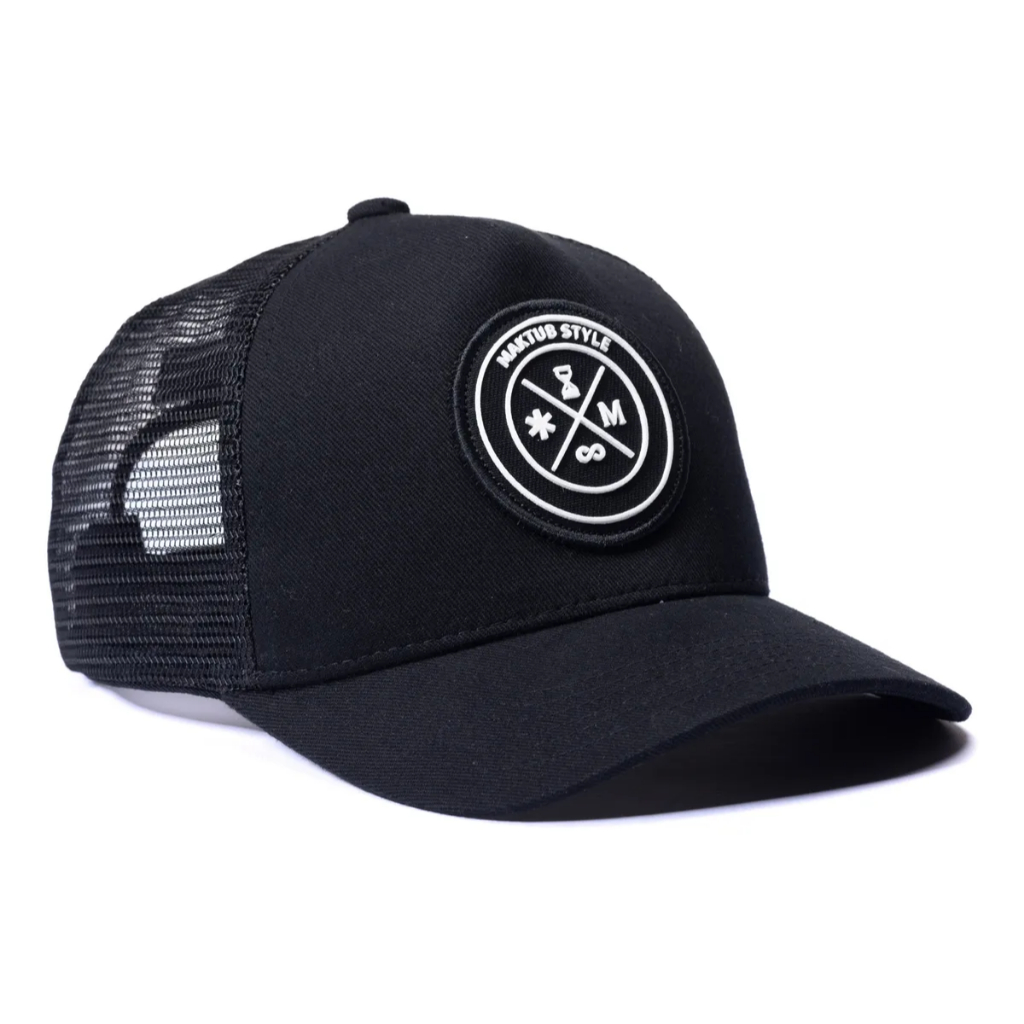 Boné Maktub Trucker Preto com Tela Traseira e Aba Curva Unissex