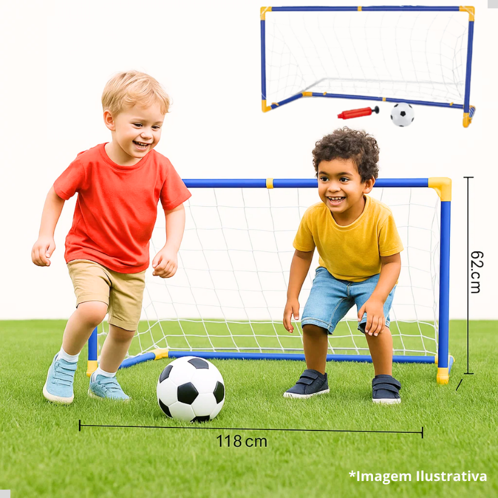 Trave De Futebol Brinquedo Kit Bola Bomba Trave Rede Grande Goleira Infantil Brinquedo Menino Bebes