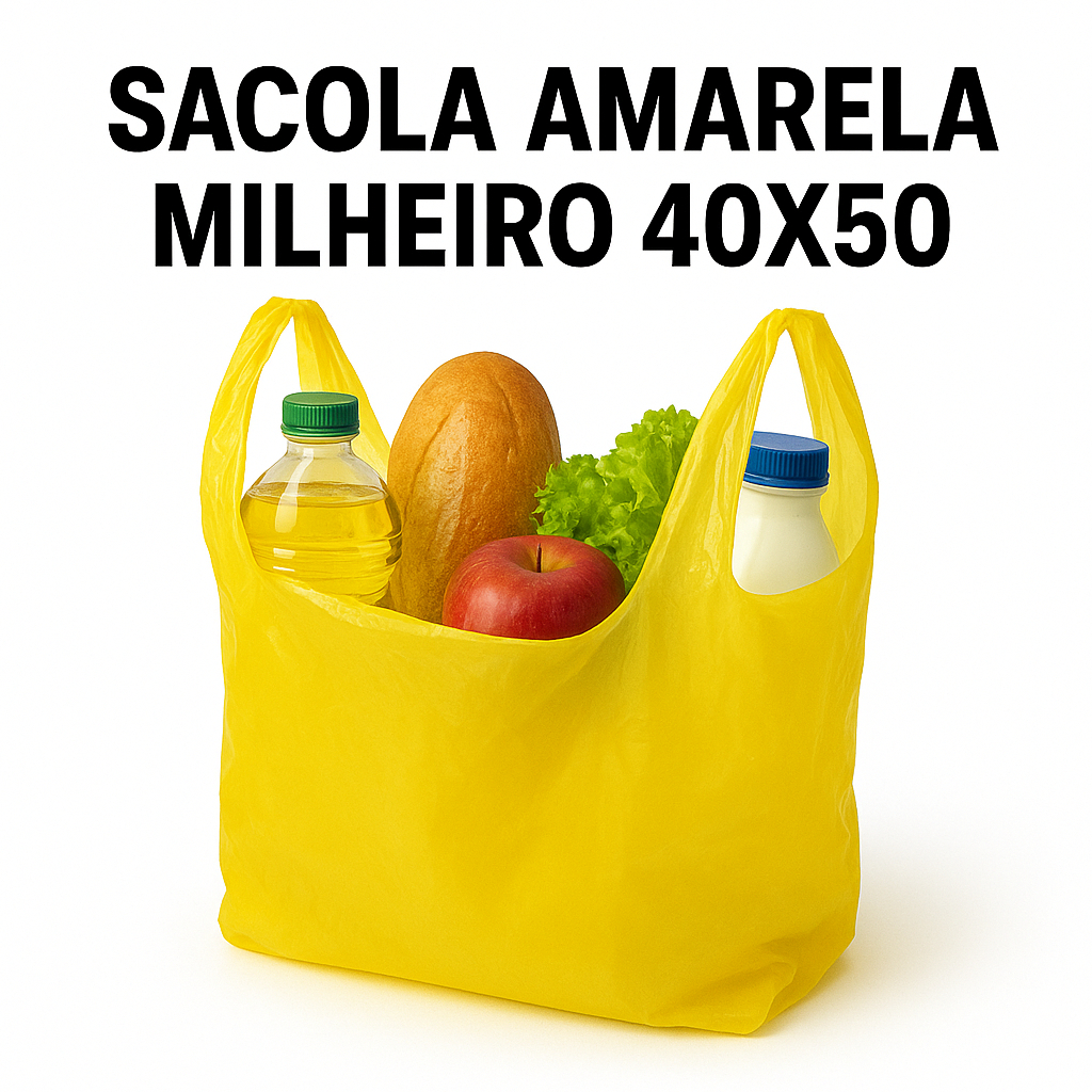 Sacolas Plásticas Amarelas 40x50cm Reforçadas Milheiro com 1000 Unidades
