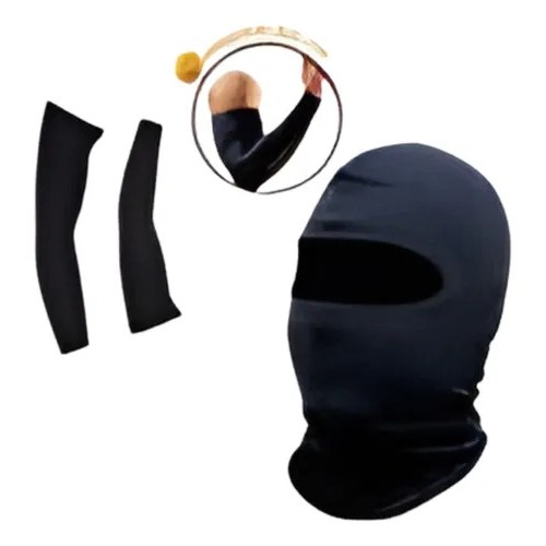Capuz Balaclava + Par De Manguito De Proteção Segunda Pele Pesca Esporte Bike Moto