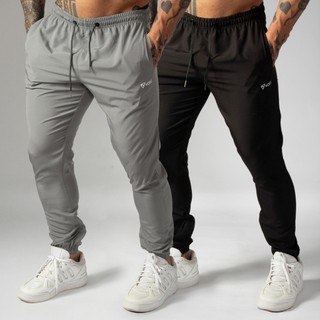 Kit 2 Calça Jogger Com Elastano Dry Fit Esportiva Masculina De Tactel