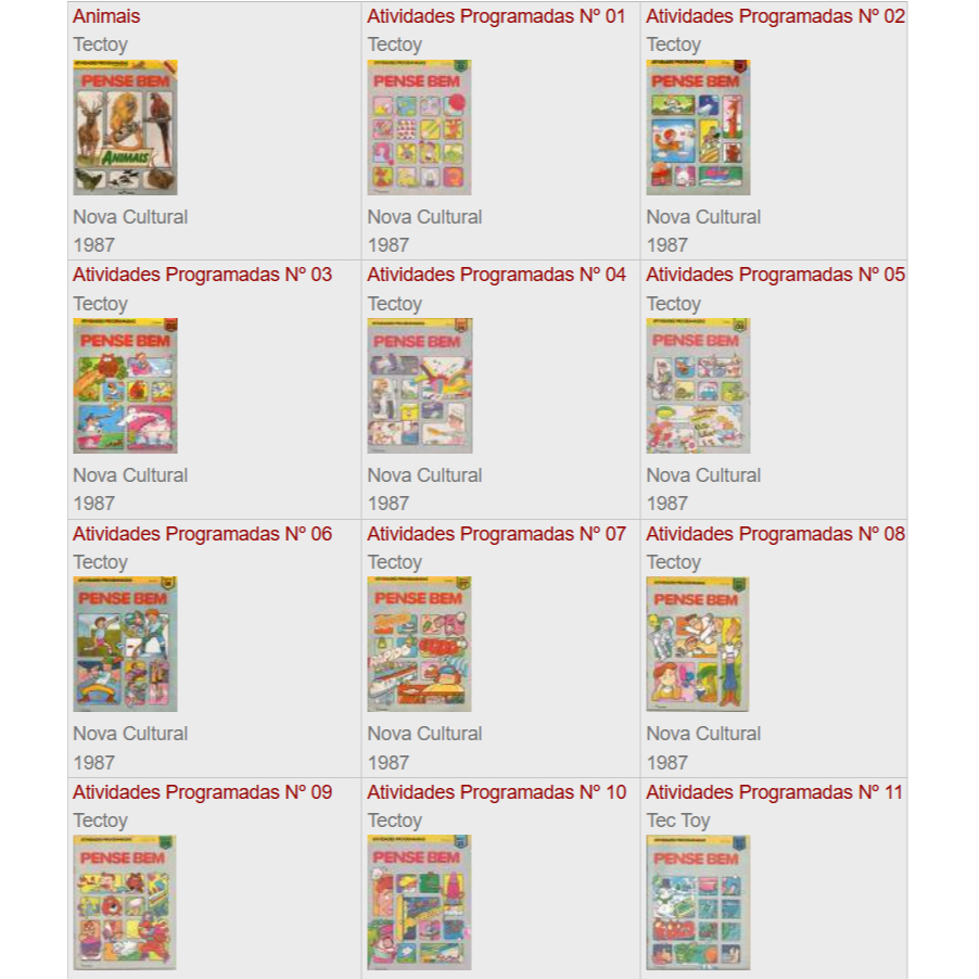 55 Livros Digitalizados de Atividades para o Brinquedo Pense bem Tectoy