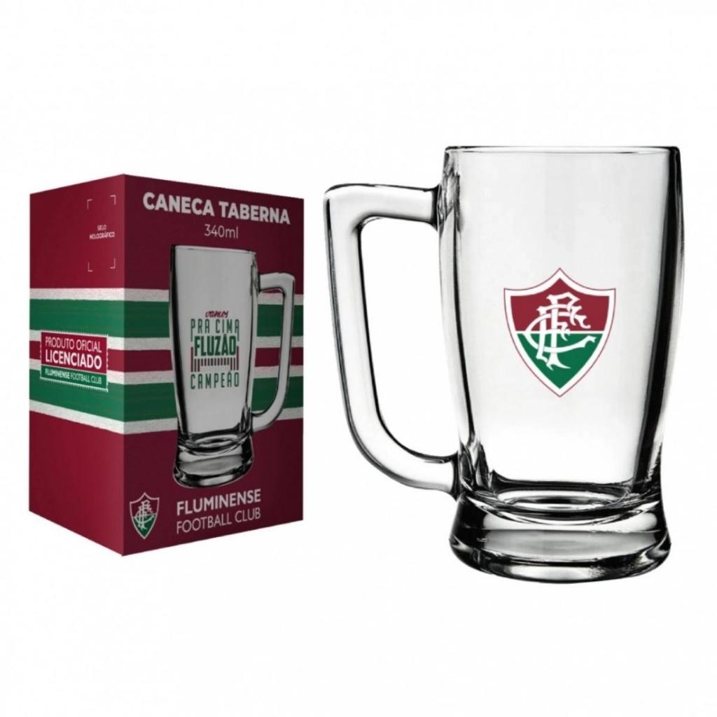 Caneca Cerveja Fluminense Fluzão 340ml Chopp Vidro Taberna Tricolor Carioca Laranjeiras Alça