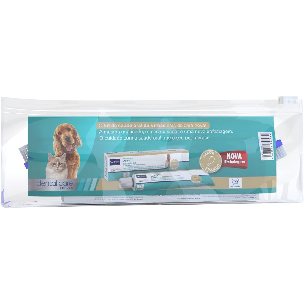 Kit Saúde Oral Virbac Sabor Frango (Necessaire + Pasta + Escova) em Oferta na Shopee