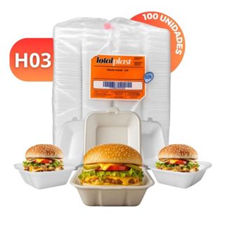 Hamburgueira De Isopor H03 Grande Com 100 Unidades em Oferta na Shopee
