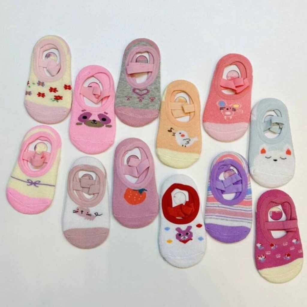kit 6 Meia Sapatilha Antiderrapante Infantil e Bebê em Algodão Menina Estampas Varidas 0-4 ANOS em Oferta na Shopee