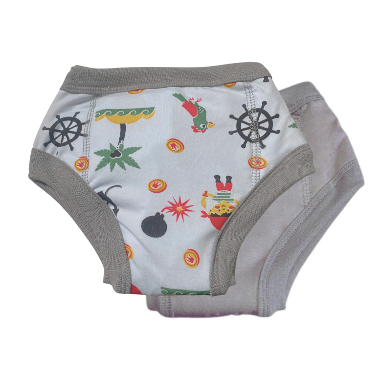 Kit 02 Cuecas de treinamento para o desfralde premium - Estampa Piratinha cinza