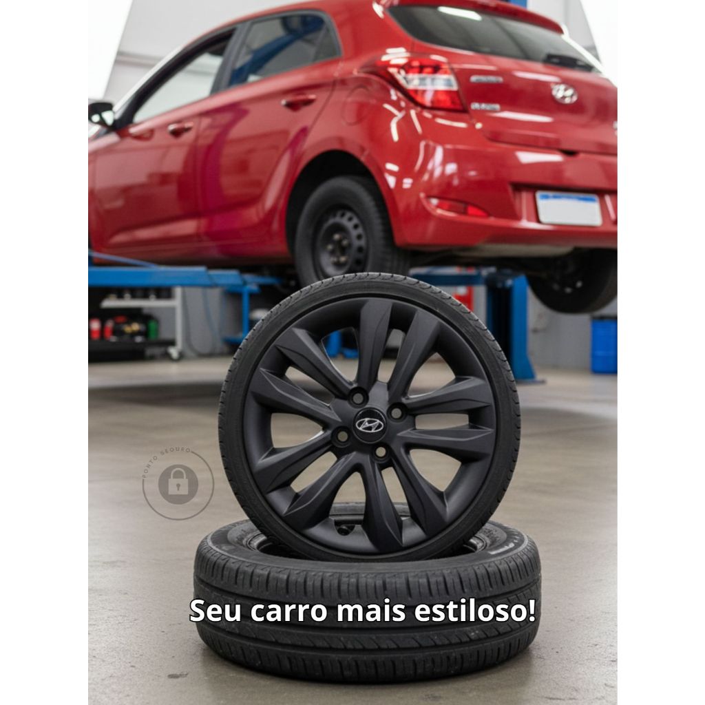 Calota Preta Hb20 Aro 14 Hatch Sedan Jogo 4 Calotas de Roda