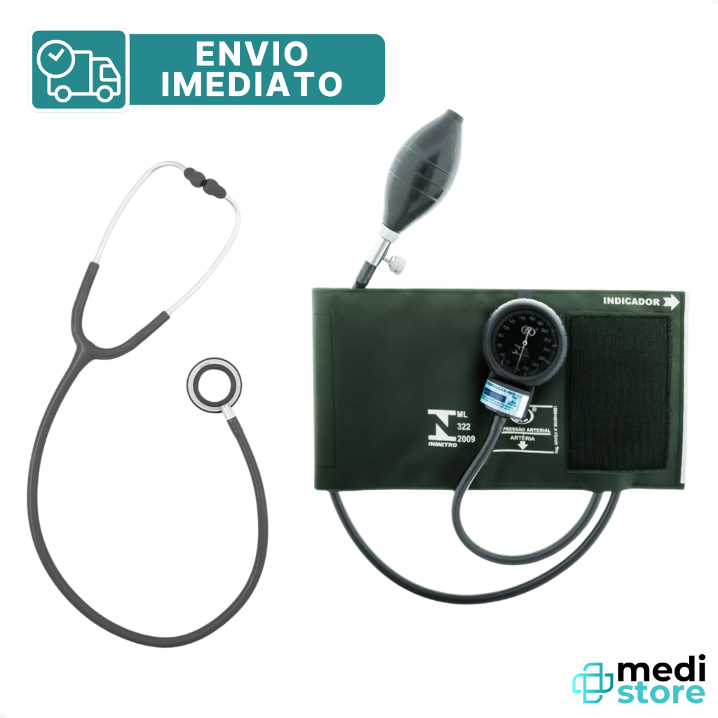 Kit Estetoscópio e Aparelho de Pressão cinza com estojo BIC - Envio Imediato