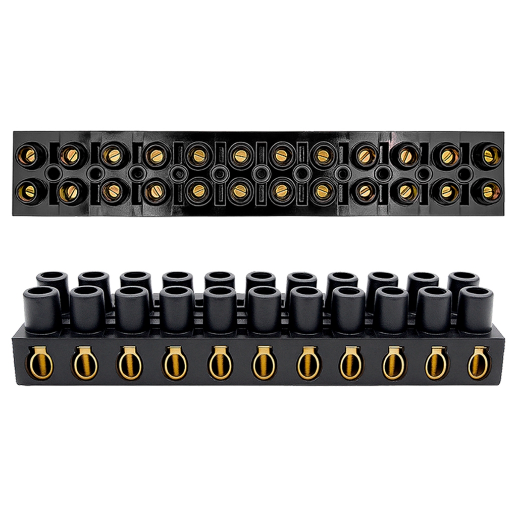 2 Blocos Terminal Conector Barra 16mm 12 Bornes Baquelite