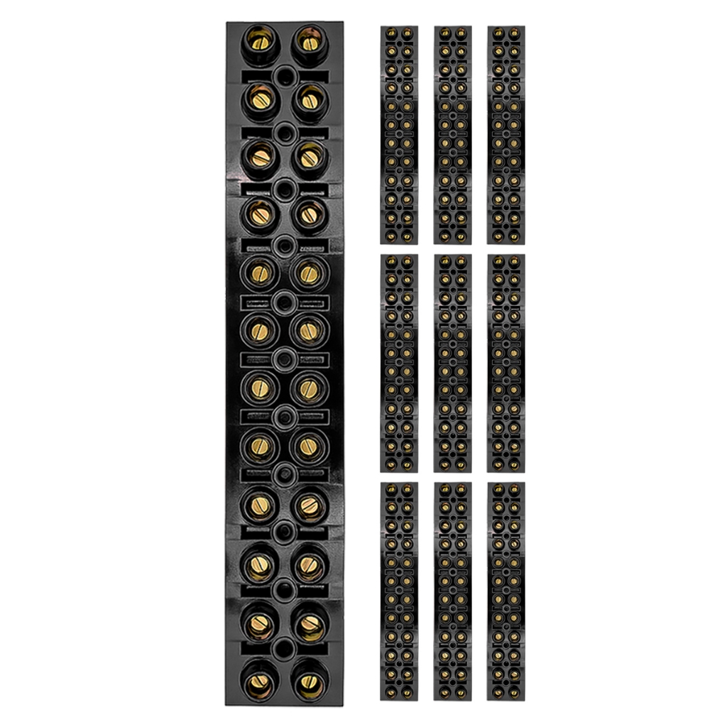 10 Blocos Terminal Conector Barra 16mm 12 Bornes Baquelite