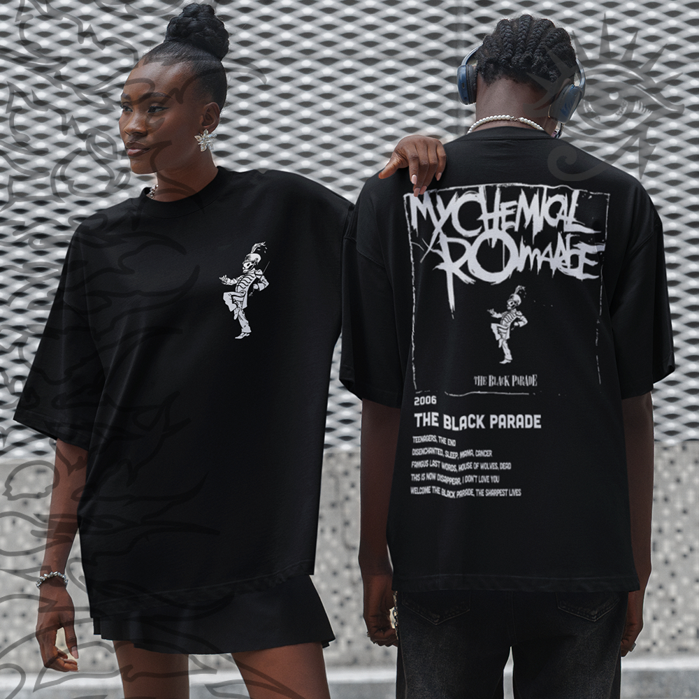 Camiseta Basica OVERSIZED e Regata My Chemical Romance Black Parade World Tour Unissex - Darknezz em Oferta na Shopee